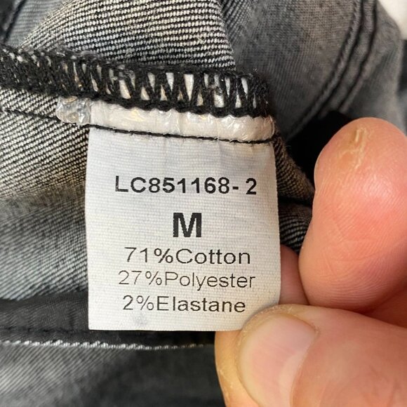 Women's Black Denim Jean Jacket Medium Stretch Fitted Classic Button Y2K - Picture 3 of 12